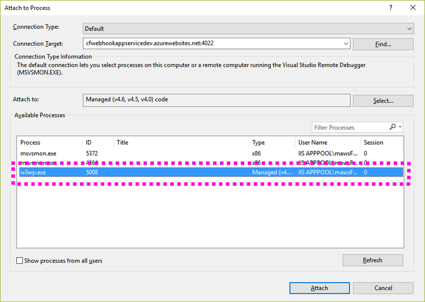 Visual Studio Debug Credentials