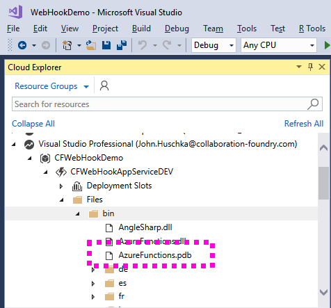 Azure Function Debug Symbol Files