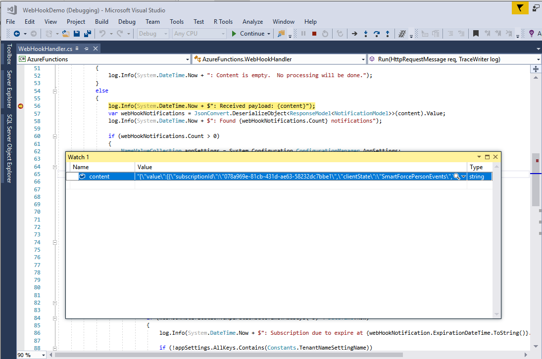 Visual Studio Debug Credentials